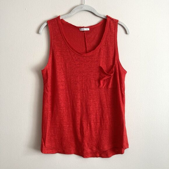 Zara WB Collection Womens Red 100% Linen Tank Top Size Medium Classic Basic - Picture 1 of 8